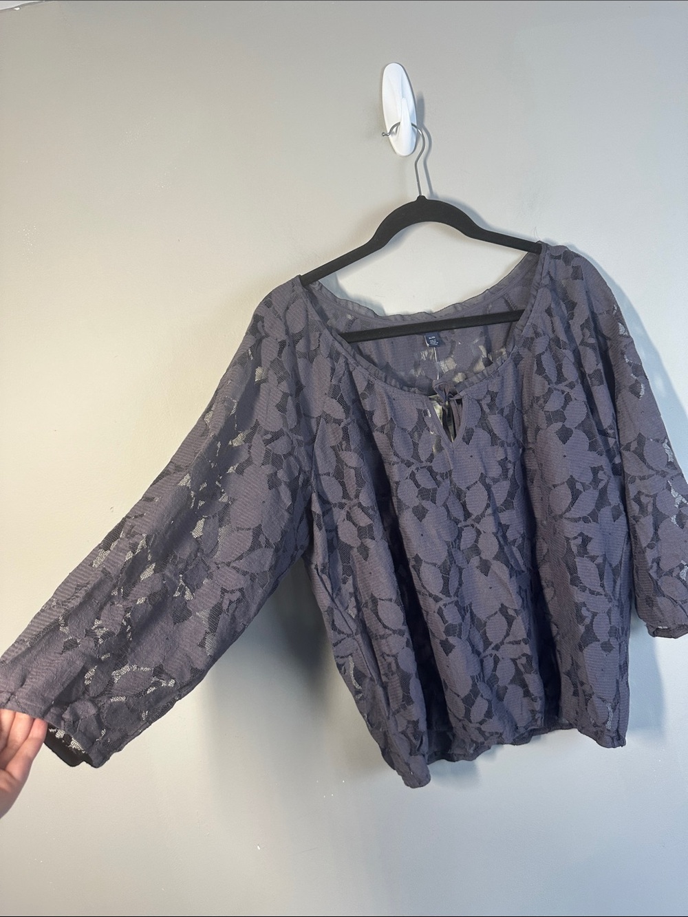 NWT American Eagle Women’s Purple 3/4 Sleeve Peasant Boho Blouse Size XL Sheer